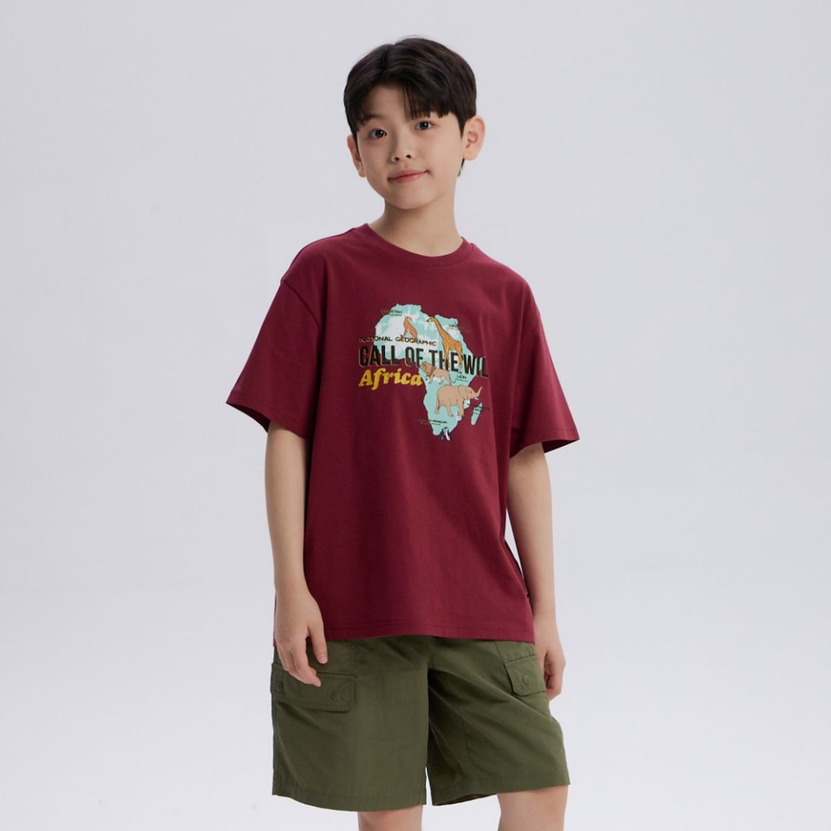 내셔널지오그래픽 키즈(NATIONAL GEOGRAPHIC KIDS) K262UTS910 사파리 그래픽 반팔 티셔츠-1 WINE