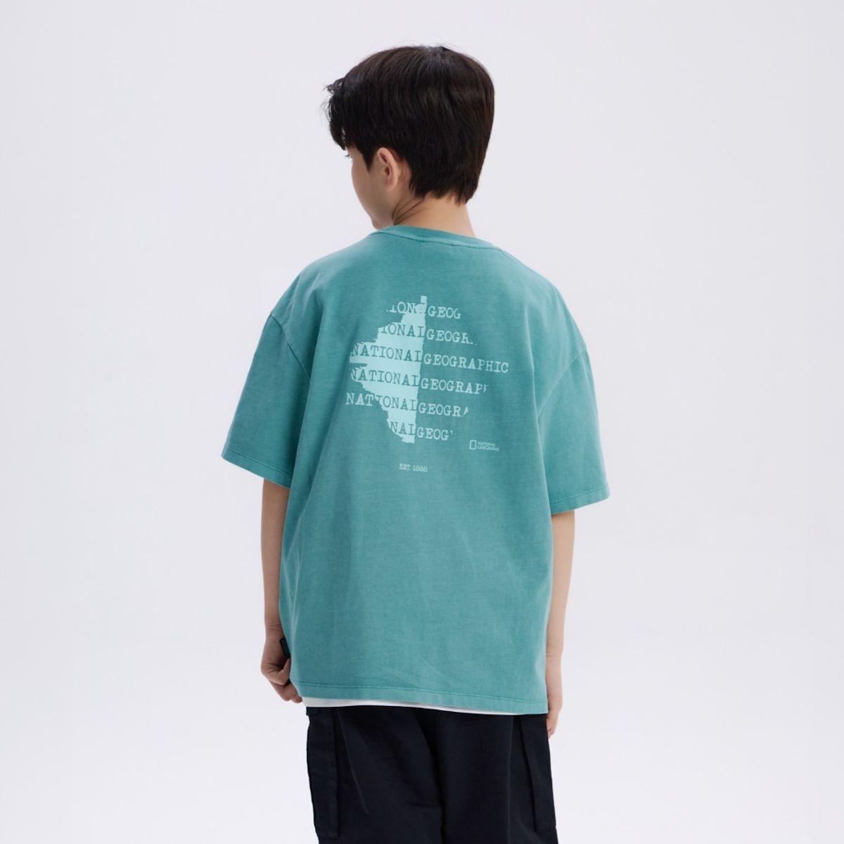 내셔널지오그래픽 키즈(NATIONAL GEOGRAPHIC KIDS) K262UTS840 어드벤처 피그먼트 반팔 티셔츠-2 TEAL