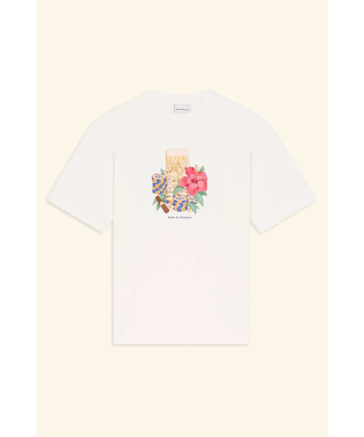 드롤드무슈(DROLE DE MONSIEUR) 히비스커스 클럽 그래픽 티셔츠 T-shirt Hibiscus Club D0TCM26219WHM