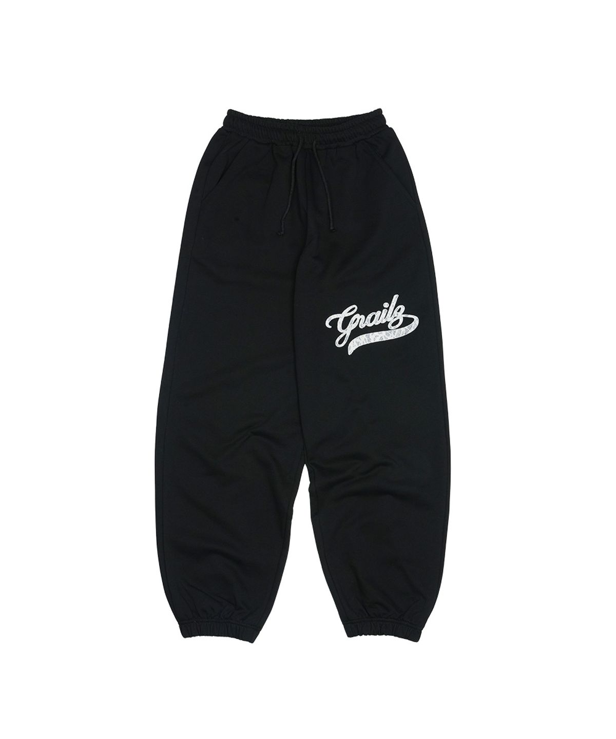 그레일즈(GRAILZ) LACE APPLIQUE SWEAT PANTS [BLACK]
