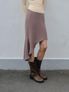 ANNA UNBALANCE SKIRT_BROWN