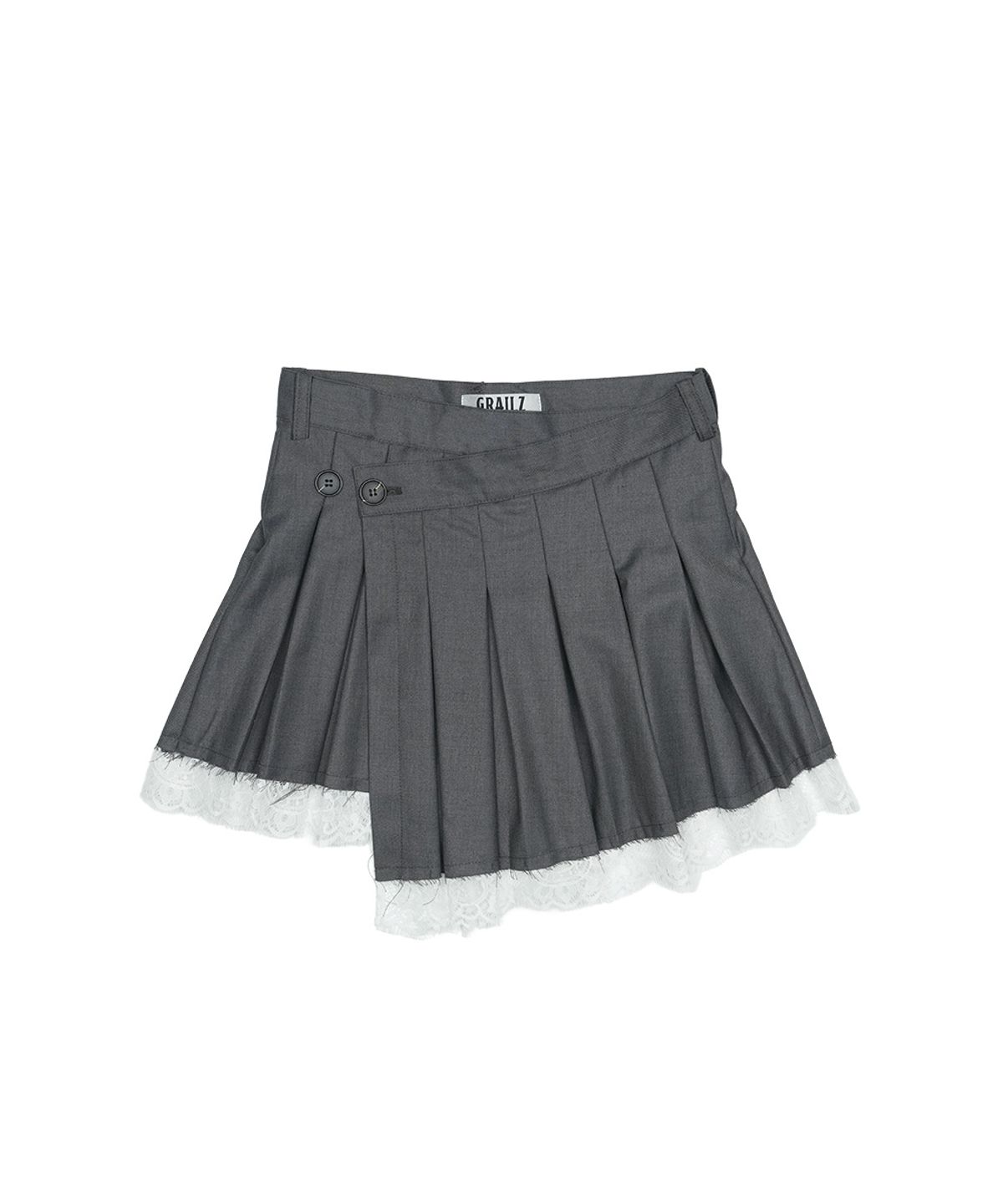 그레일즈(GRAILZ) LACE LAYERED PLEATS WARP SKIRT [GRAY]