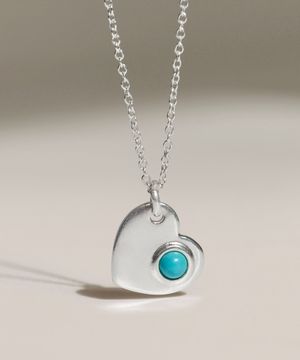 925실버 터키석 원석 하트 목걸이 니아/ Nia