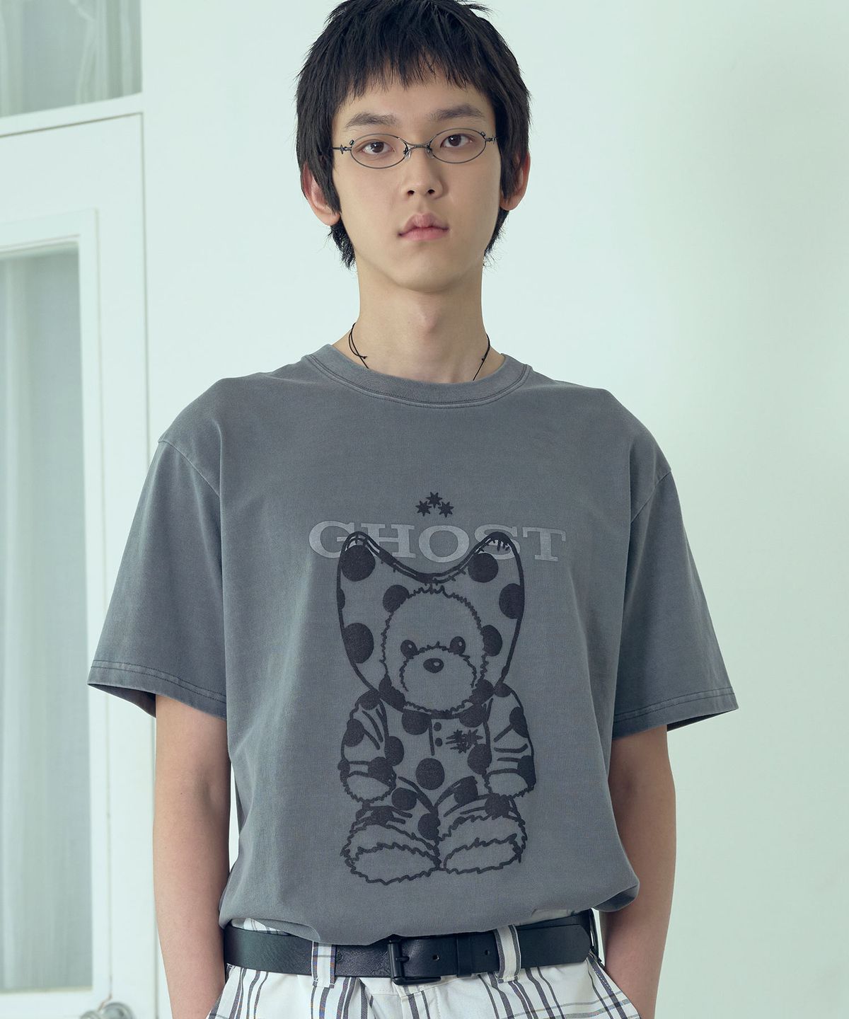 나이스고스트클럽(NICEGHOSTCLUB) DEVIL BEAR DOLL PIGMENT DYED TEE_CHARCOAL(NG2GMUT509A)