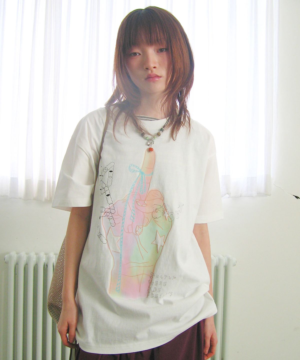 나이스고스트클럽(NICEGHOSTCLUB) RAINBOW FINGER TEE_WHITE(NG2GMUT514A)