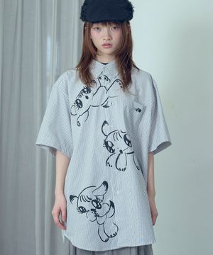 BABY GUARDIANS STRIPE BIG BIG HALF SHIRT_GREY(NG2GMUW362A)