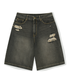 [KOIN SEOUL] DAMAGED SKULL DENIM SHORTS (BLACK)
