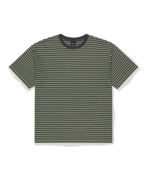 [KOIN SEOUL] DAMAGED STRIPED T-SHIRT (KHAKI)