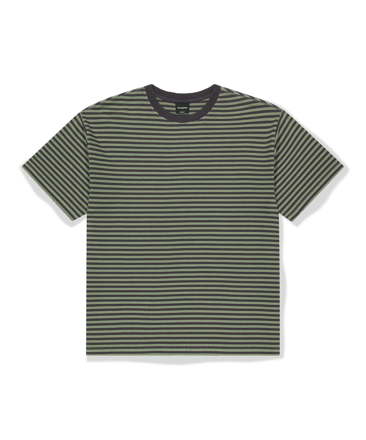 위캔더스(WKNDRS) [KOIN SEOUL] DAMAGED STRIPED T-SHIRT (KHAKI)