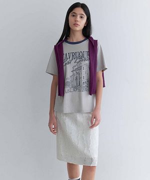 자카드 미디 벨티드 스커트 NEW6MS331