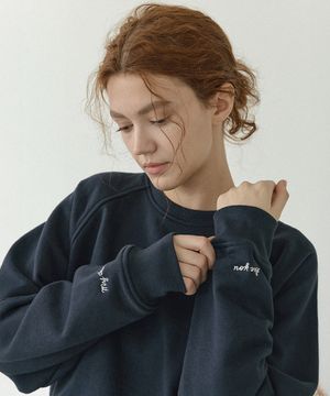 디어 소매 자수 맨투맨