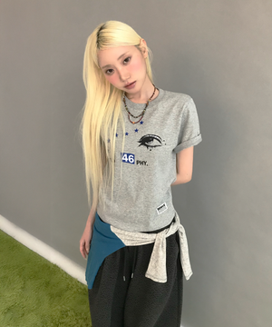 oneeye 세미크롭 반팔티 [그레이 멜란지]