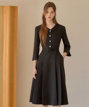 26SS Calla138 쉬비긴즈 마치 트위드 원피스 블랙