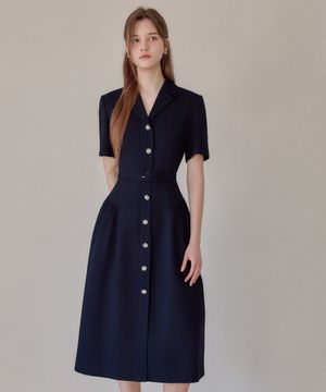 26SS Calla137 쉬비긴즈 비긴 트위드 원피스 네이비