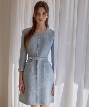 26SS Calla136 쉬비긴즈 벨라 트위드 원피스 스카이블루