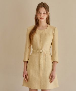 26SS Calla136 쉬비긴즈 벨라 트위드 원피스 옐로우