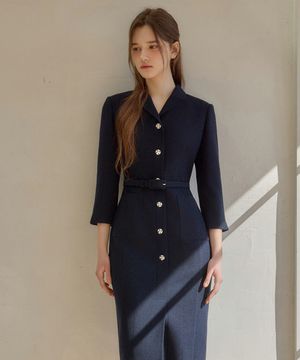 26SS Calla134 쉬비긴즈 세레나 트위드 원피스 네이비