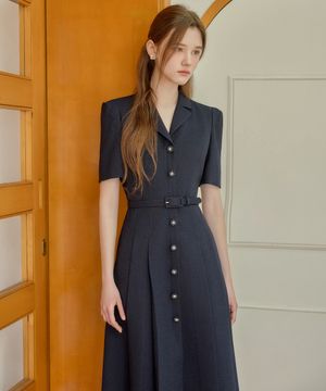 26SS Calla141 쉬비긴즈 지젤 트위드 원피스 네이비