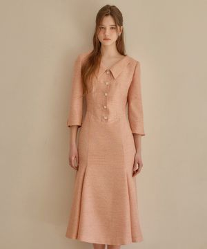 26SS Calla140 쉬비긴즈 아틀리에 트위드 원피스 오렌지