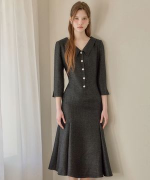 26SS Calla140 쉬비긴즈 아틀리에 트위드 원피스 블랙