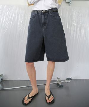Relaxed Wide Bermuda Denim - Stone Navy