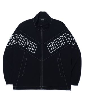 빅 워딩 배색 하이넥 스트레치 집업 LQ7JU421_BLACK