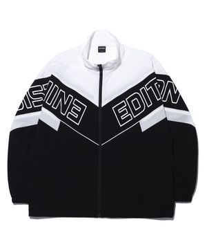 빅 워딩 배색 하이넥 스트레치 집업 LQ7JU421_WHITE