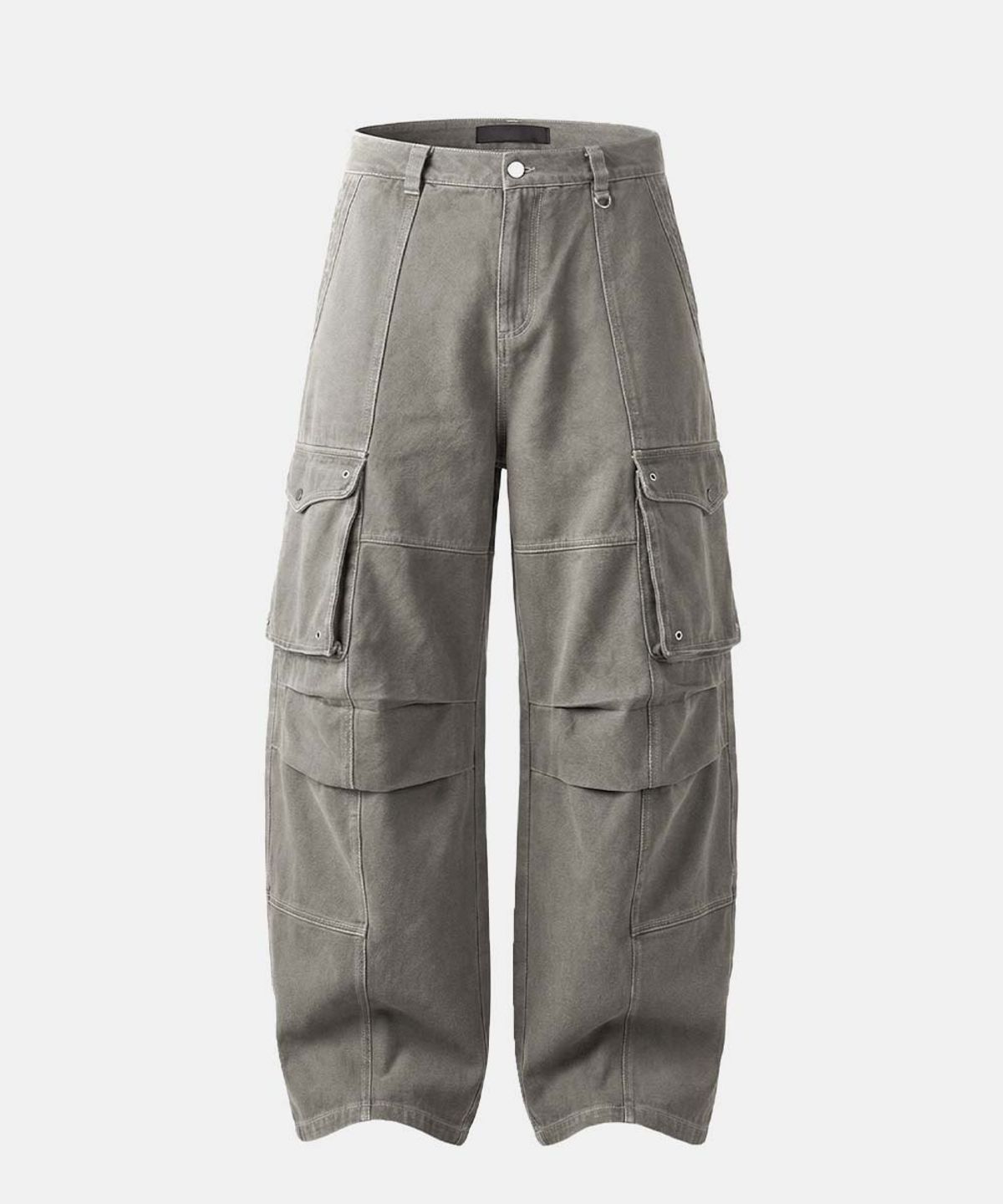 배드블러드(BADBLOOD) Arc Curved Fit Cargo Pants - Khaki Grey