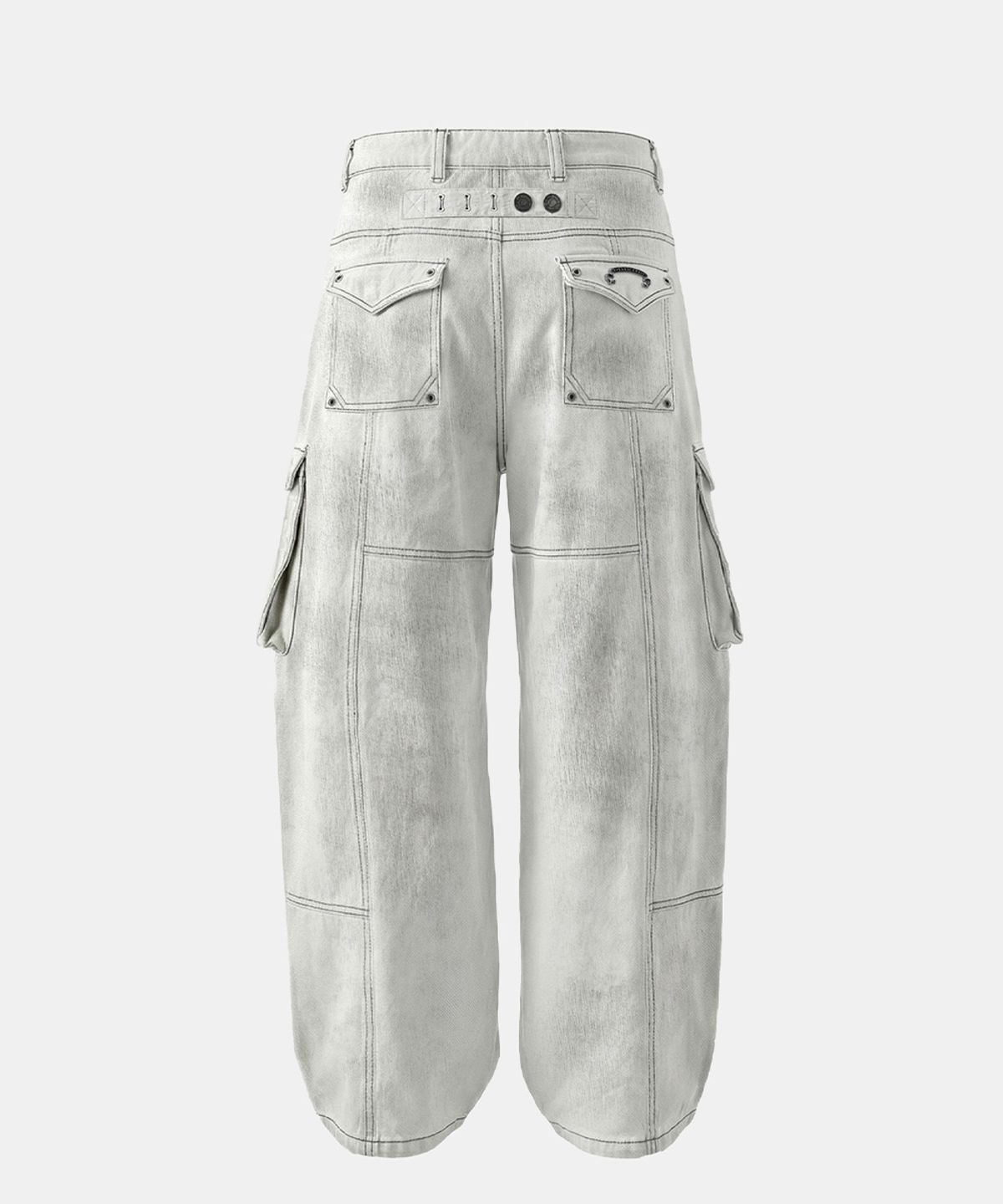 배드블러드(BADBLOOD) Arc Curved Fit Cargo Pants - White