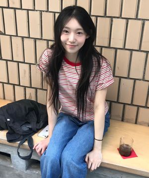 (우먼) 스트라이프 반소매 티셔츠-레드