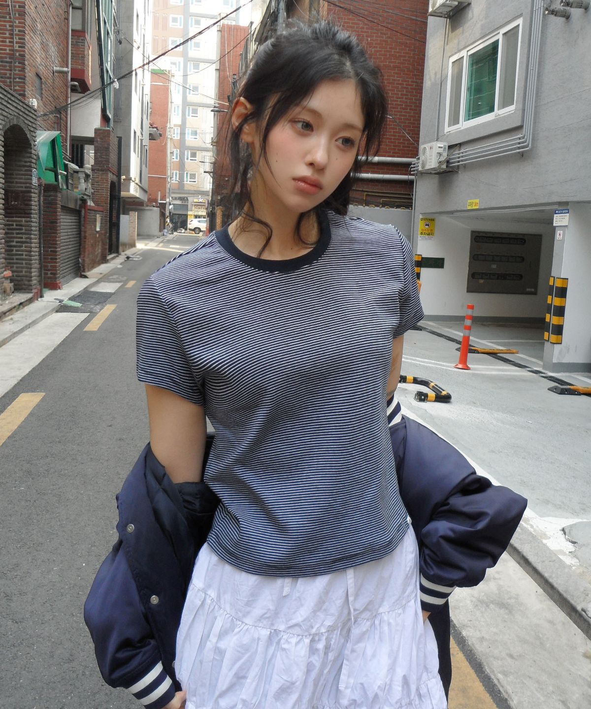 코드그라피(CGP) (우먼) 미니 반소매 티셔츠-다크 네이비
