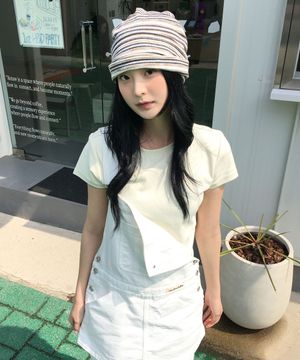 (우먼) 미니 반소매 티셔츠-버터