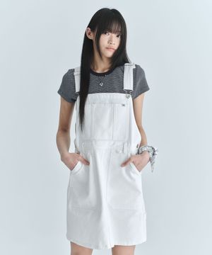 (우먼) 오버롤 원피스-화이트