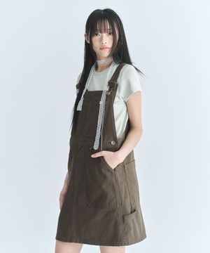 (우먼) 오버롤 원피스-카키
