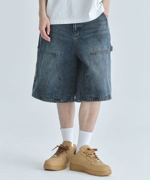 버뮤다 카고 데님 쇼츠-빈티지 블루