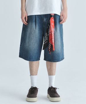 데님 쇼츠-인디고