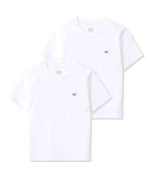 [2PACK] (우먼) 스몰 스퀘어 로고 반소매 티셔츠-화이트