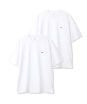 [2PACK] 스몰 스퀘어 로고 반소매 티셔츠-화이트