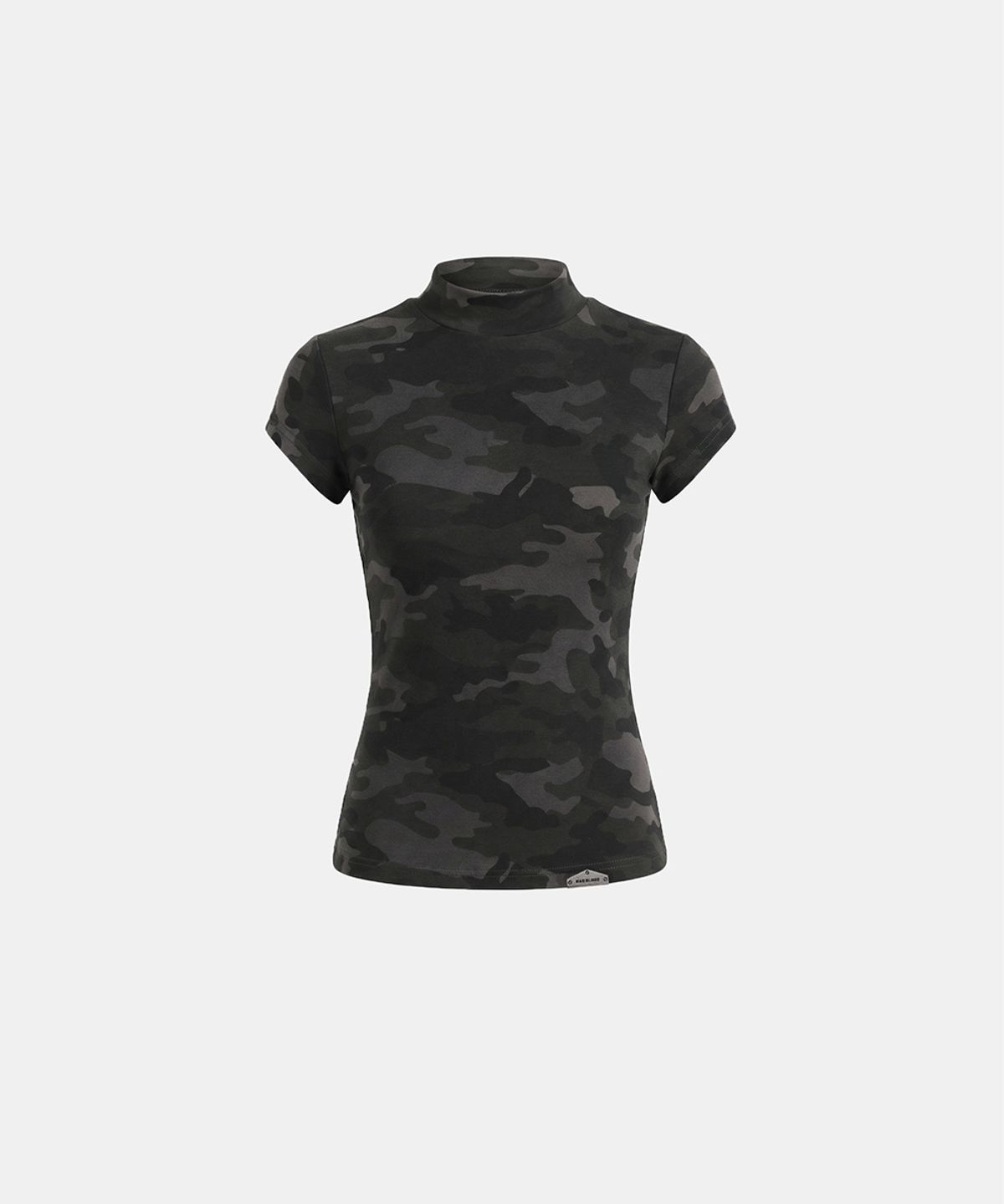 배드블러드(BADBLOOD) Viper Logo Mock-Neck Cap Sleeve - Black Camo