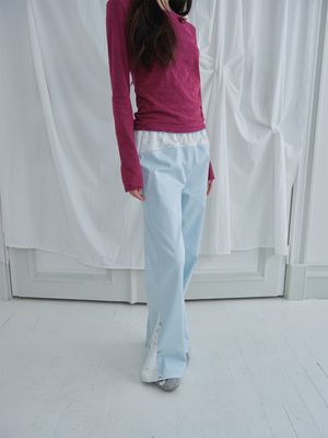 플레어 레이스 스트레치 팬츠 Flare Lace Stretch Pants (Ice Blue)