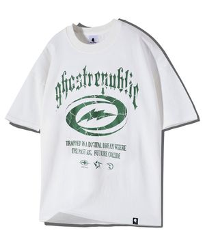 크랙 그래픽 로고 피그먼트 반팔티 GT-382_아이보리