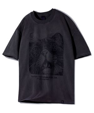 캣 아트워크 피그먼트 반팔티 GT-383_스모크블랙