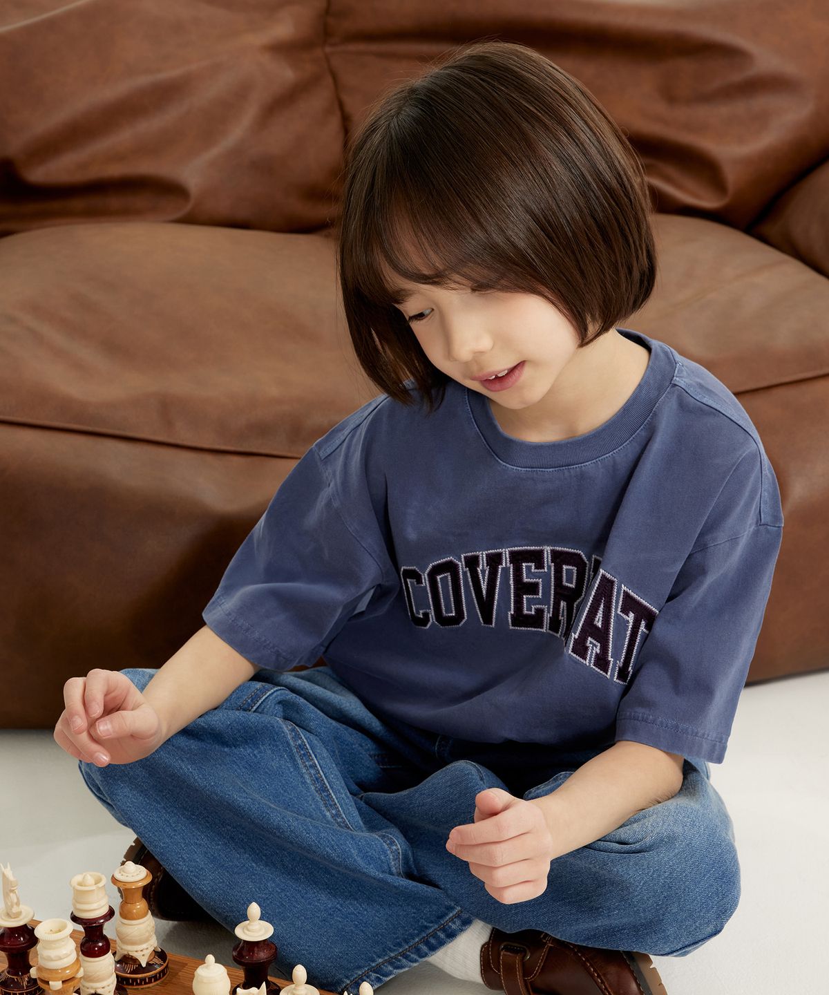 커버낫 키즈(COVERNAT KIDS) 아치로고 피그먼트 티셔츠 라벤더 CK2602ST08LV