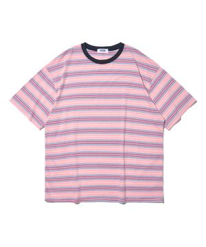 올데이 멀티 스트라이프 반팔 티셔츠 (핑크)