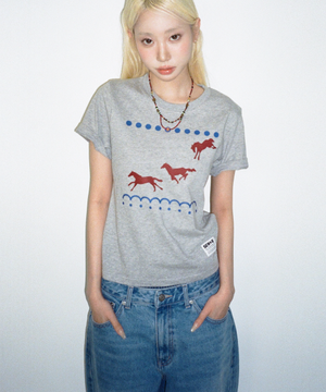 do blue 세미크롭 반팔티 [그레이 멜란지]