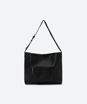 Detachable Clutch Pocket Leather Bag / BLACK
