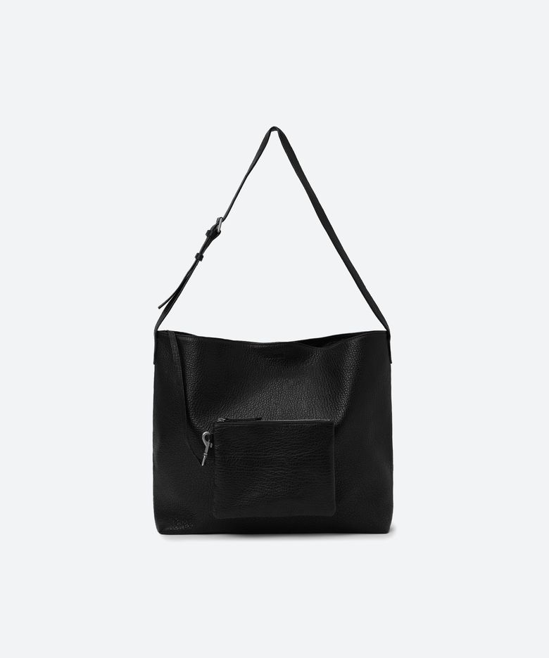 Detachable Clutch Pocket Leather Bag / BLACK