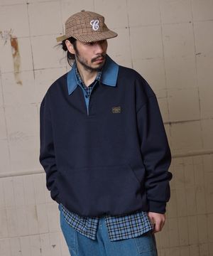 스테디 카라 포켓 맨투맨 네이비