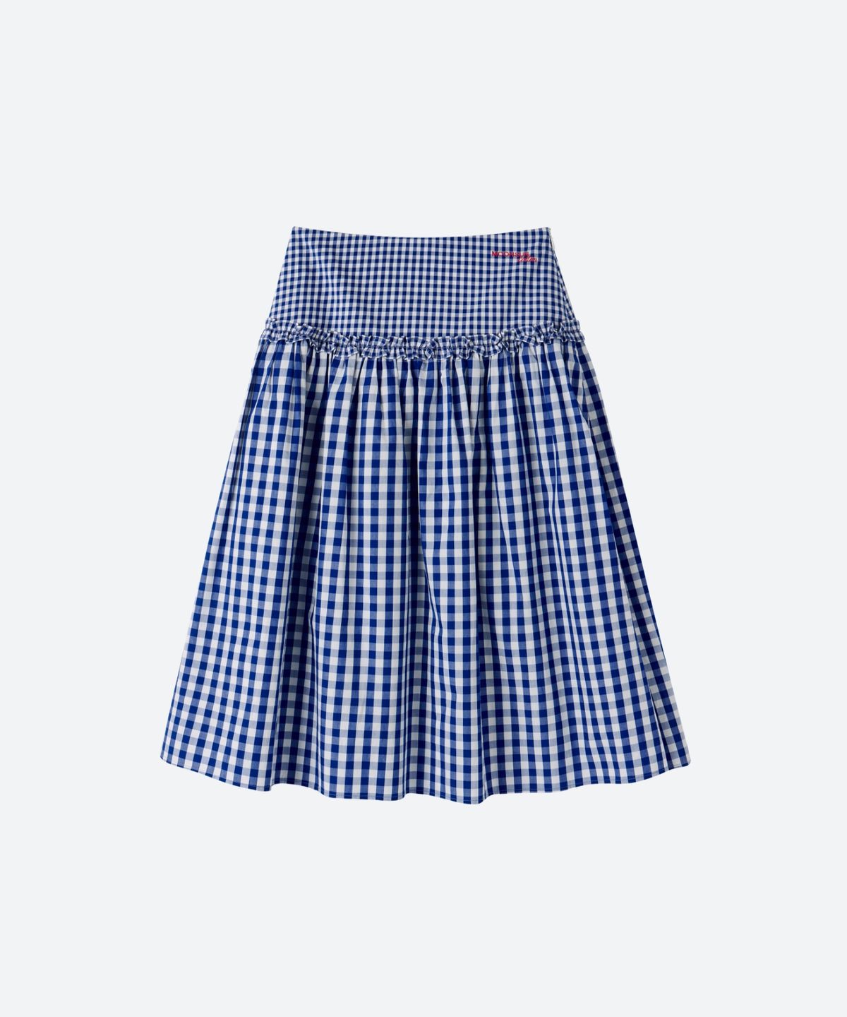 문선 아카이브(MOONSUN ARCHIVE) M.C Gingham Check Ruffle Full Skirt / BLUE