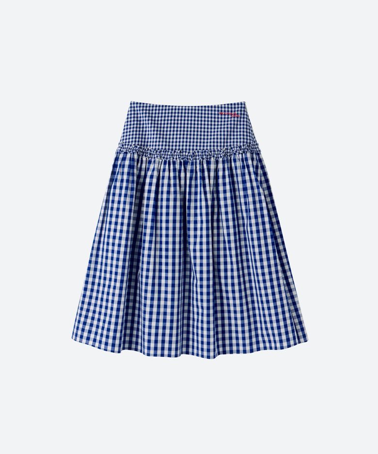M.C Gingham Check Ruffle Full Skirt / BLUE